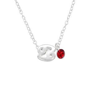 Sterling Silver Ruby Cancer Necklace